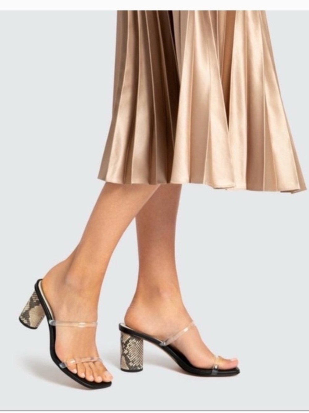 Dolce Vita Clear-Strap Sandals with Snake-Print Block Heel